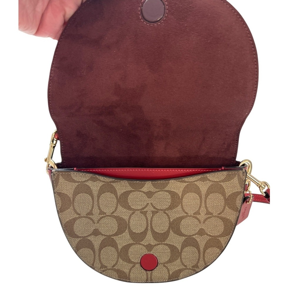 COACH Ellen Crossbody Bag in Signature Canvas Khaki Red C1430 - Picture 6 of 10